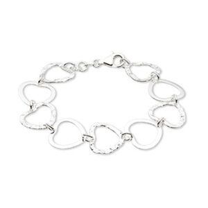 Sterling Silver Open Heart Link Bracelet – 7.7"